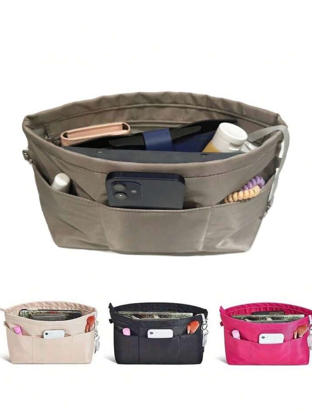 Everyday Nylon Organizer Bag Insert - Taupe/Gray - Size Medium 🆕